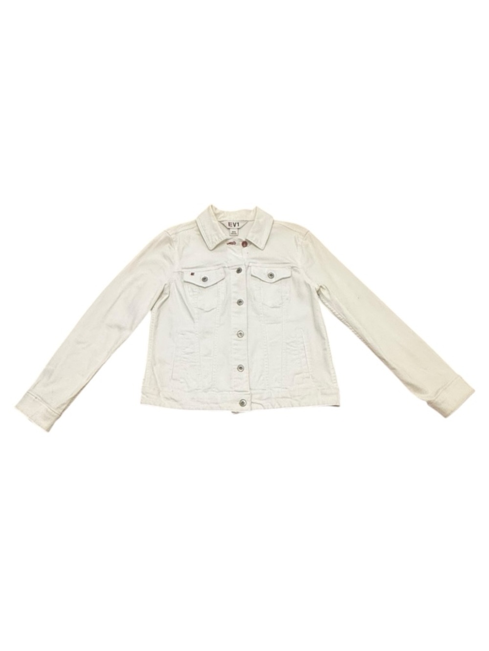 Vintage 90s EV1 White Denim Jacket LOVE Back Graphic Size M